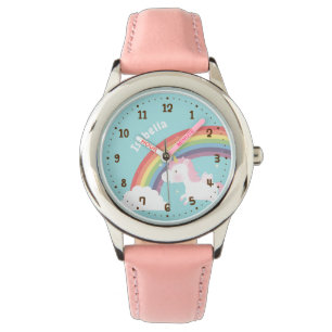 Montre personnalisée Cute Flying Unicorn Rainbow
