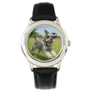 Montre personnalisée de l'enfant Cute Schnauzer