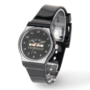 Montre personnalisée en cuir noir vintage pour vét