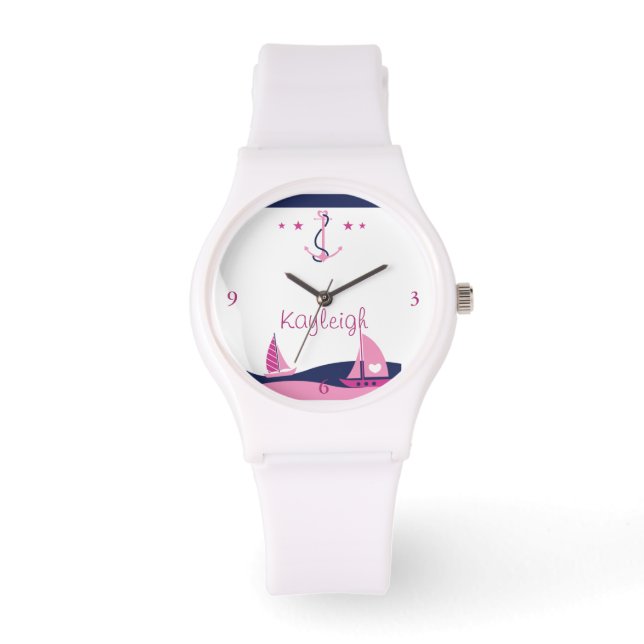 Montre personnalisée pour fille nautique (Recto)