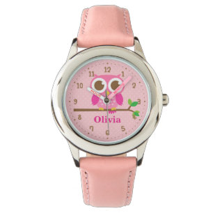 Montre personnalisée pour filles avec chouette ros