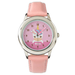 Montre personnalisée pour filles avec licorne bébé