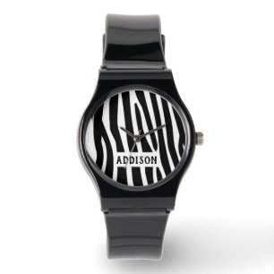 Montre personnalisée rayée zèbre moderne