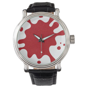 Montre personnalisée Tomato Red Splash sur fond bl