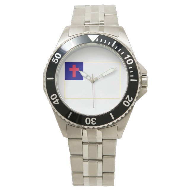 Montre Personnaliser du Drapeau Chrétien avec nom ou init (devant)