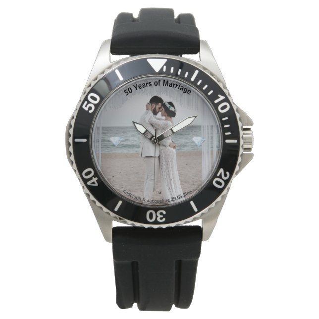Montre Personnaliser Hommes Photo Watch Cadeaux du 50e an (devant)