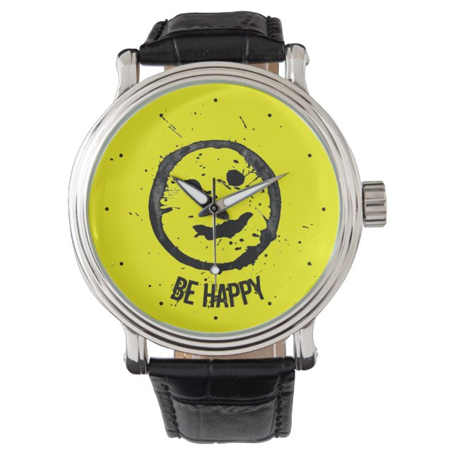 Montre Personnaliser le Cool Trait Joyeux visage Jaune (devant)