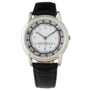 Montre Personnaliser le joueur de poker - Sliver & Pink