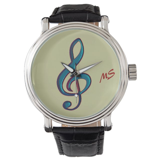 Montre personnaliser les initiales note musicale (devant)