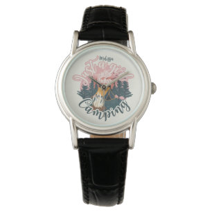 Montre Personnaliser nom esthétique fille camping t-shirt