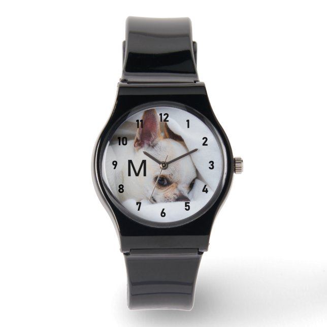 Montre Personnaliser Votre chien photo monogramme chiffre (Recto)