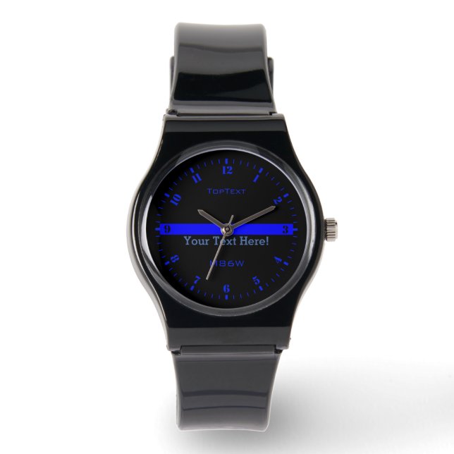 Montre Personnalisez la Ligne Bleue Mince avec 3 Lignes D (Recto)
