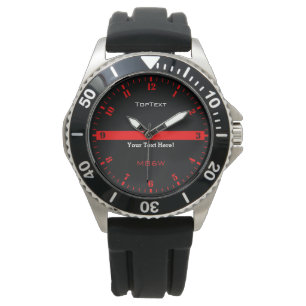 Montre Personnalisez la ligne rouge mince avec 3 lignes
