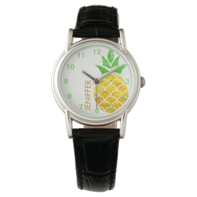 Montre Personnalized Summer Foil Gold Geometric Pineapple (devant)