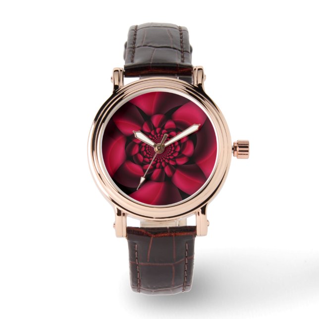 Montre Pétale Noir Rouge Rubis (Recto)