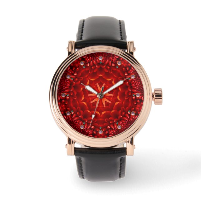 MONTRE PÉTALES DE FLEURS DE DAHLIA ROUGE (Recto)