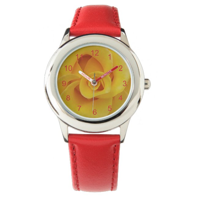 Montre Pétales de rose jaune romantiques (devant)