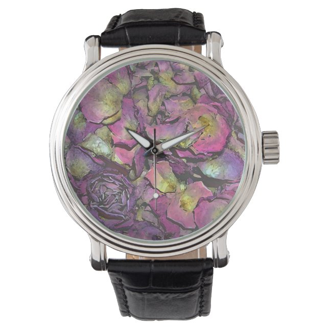 Montre Pétales rose lavande Aquarelle (devant)