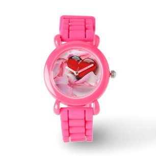 Montre Pétales Roses en verre rouge