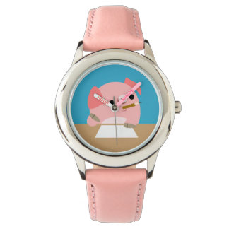 Montre Petit cochon de dessin mignon "Bloc de l'écrivain"