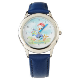Montre Petit coq bleu Watercolor
