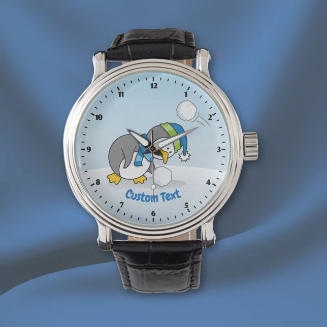 Montre Petit manchot qui attrape une boule de neige (Créateur téléchargé)