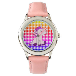 Montre Petit Motif de Coeur de Unicorn à l'arc-en-ciel ro