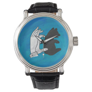 Montre Petit Ours Ombre Sur Bleu