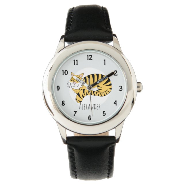 Montre Petit tigre de la jungle mignonne avec nom Enfants (devant)