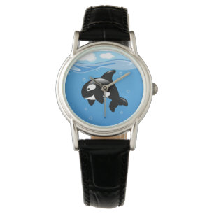 Montre Petite baleine mignonne d'orque dans l'océan