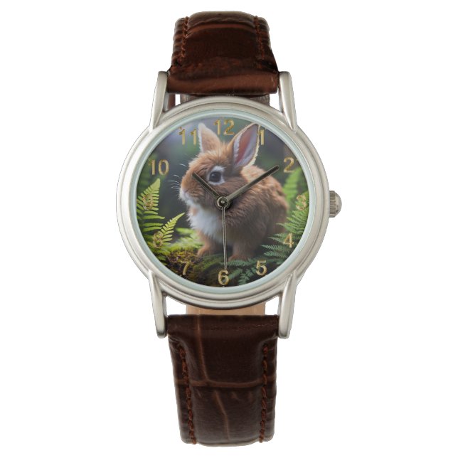 Montre "Petite Charme : Le lapin nain Brown et blanc" (devant)
