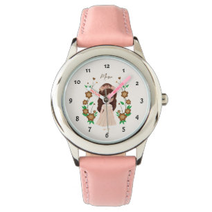 Montre Petite fille avec des fleurs