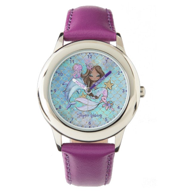 Montre Petite fille Brown fille personnalisée (devant)