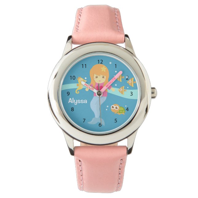 Montre Petite fille de sirène sous les animaux marins (devant)