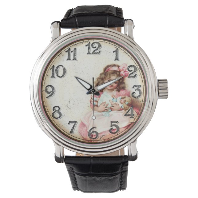Montre Petite fille et sa poupée Vintage (devant)