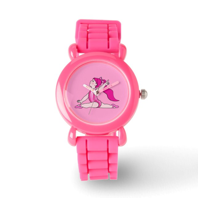 Montre Petite fille Gymnaste sur rose (Recto)