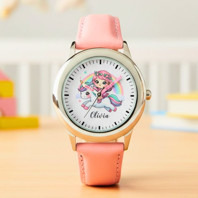 Montre Petite fille mignonne sur Unicorn (Créateur téléchargé)