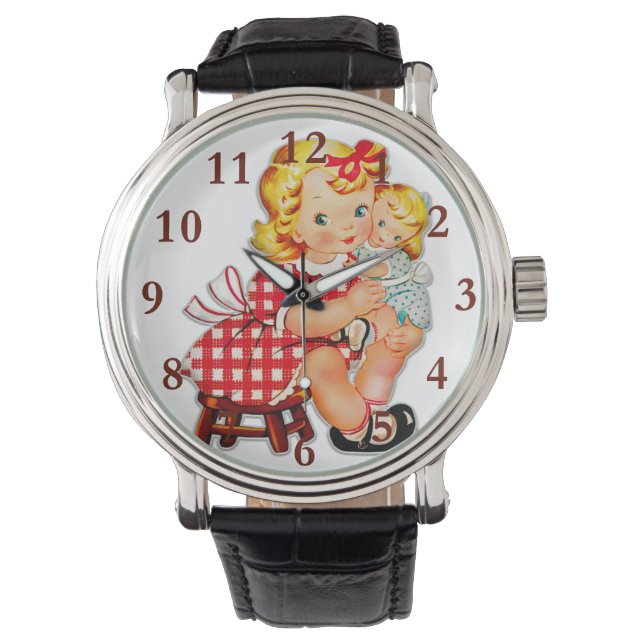 Montre Petite fille retro vintage poupée (devant)