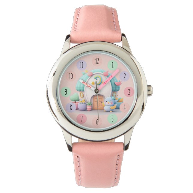 Montre Petite maison avec fille rose dragon (devant)
