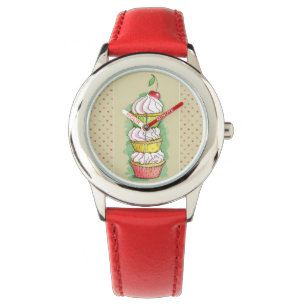 Montre Petits gâteaux d'aquarelle. Illustration de