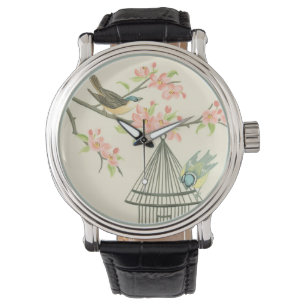 Montre Petits oiseaux perchés sur une branche et sur une 