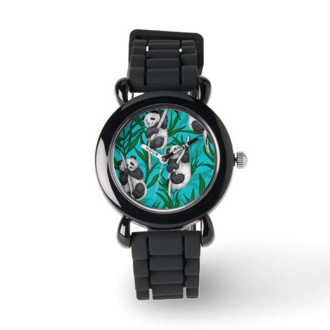 Montre Petits panda turquoise (Recto)