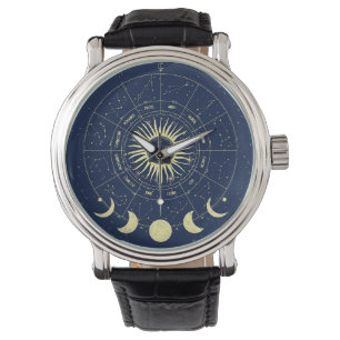 Montre Phases de la lune solaire céleste Zodiac