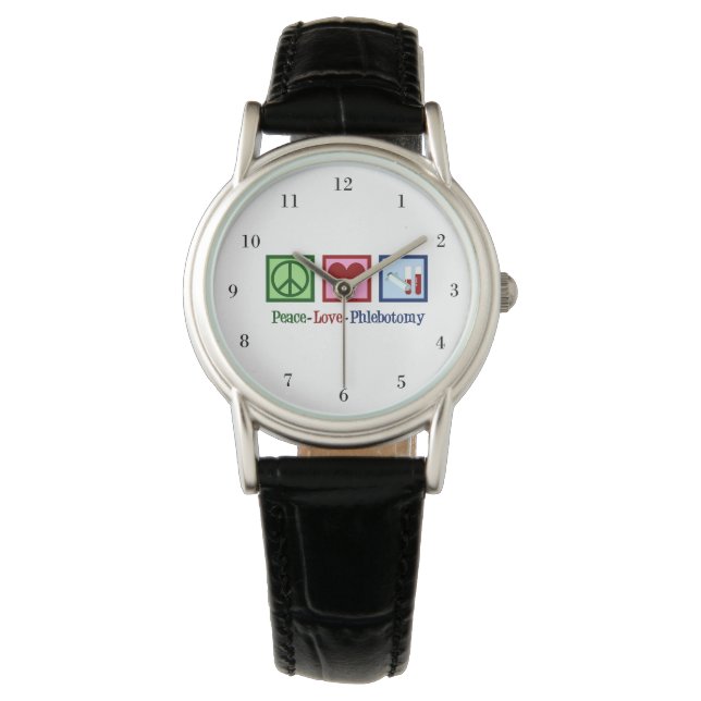 Montre Phlebotomiste Peace Love Phlebotomie (devant)
