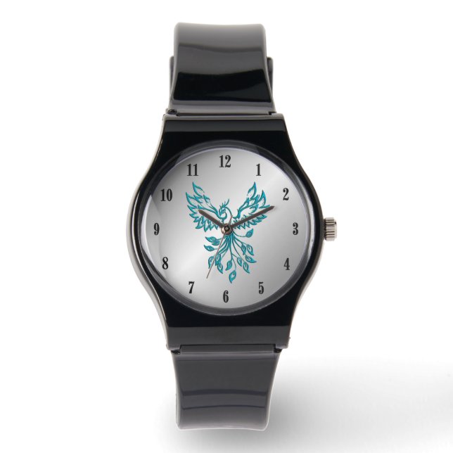 Montre Phoenix Bleu turquoise se lève sur le nombre noir  (Recto)