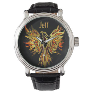 Montre Phoenix flammé personnalisée