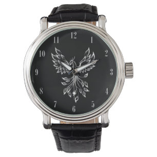 Montre Phoenix se lève sur le noir blanc chiffres