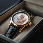Montre Photo Anniversaire personnalisée<br><div class="desc">Design élégant avec une photo personnalisée parfaite pour les cadeaux de Noël,  comme un cadeau de Fête des pères,  anniversaire de mariage,  etc.</div>