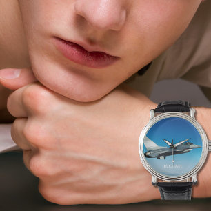 Montre Photo d'avion à réaction de combat Nom de pilote p