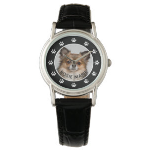 Montre Photo de chien mignon Nom de l'animal Empreintes d